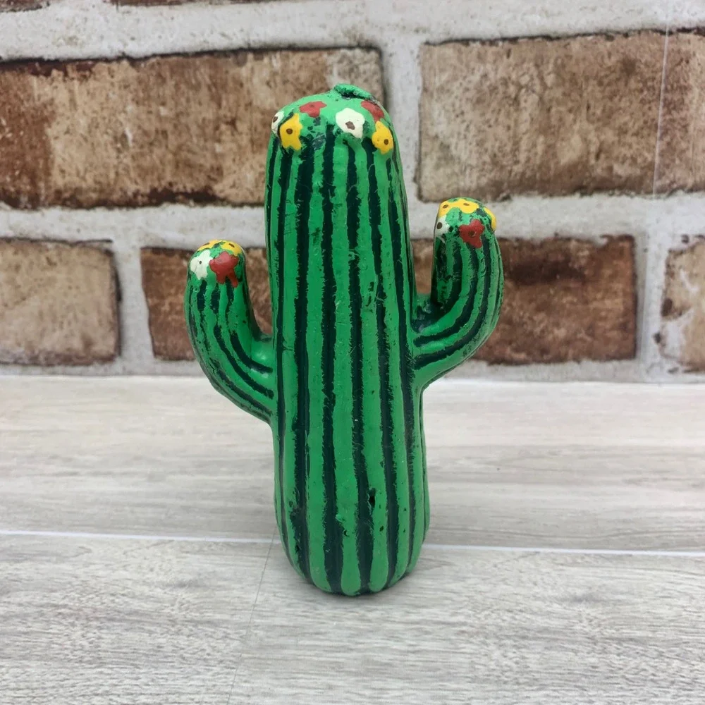 Hand Painted Cactus Candle Flowers‎ Decor Southwestern Accent